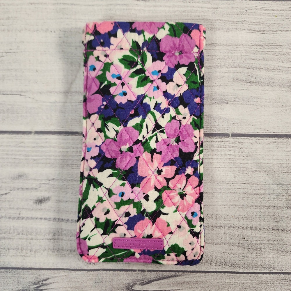 Vera Bradley Purple Pink Floral Quilted Cotton Eyeglass Case Soft Sleeve